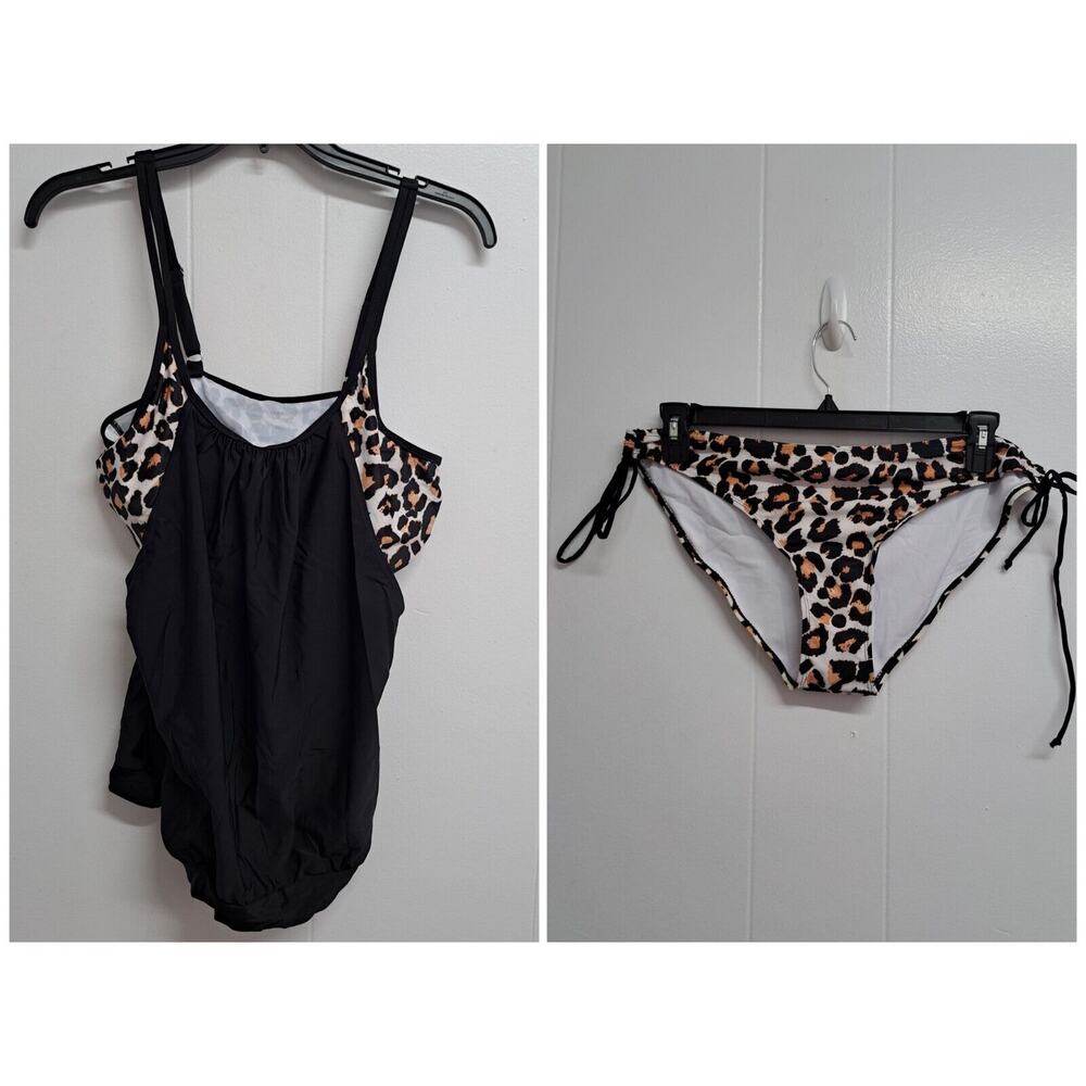 Tankini Bathing Suits For Women 2 Piece Swimsuit Set Leopard Size 3XL